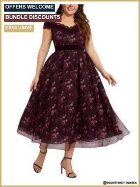 Off Shoulder Floral Mesh Plus Size Maxi Dress Wedding Guest Formal